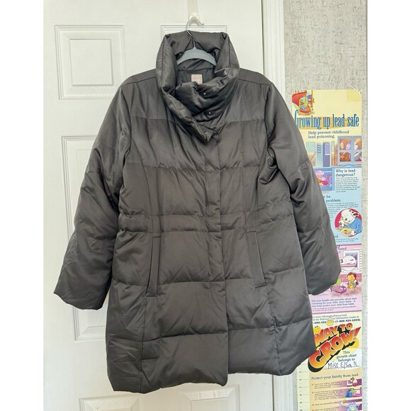 J.Jill Women’s Down Medium Petite Black Puffer Winter  Coat polyester - Picture 1 of 12